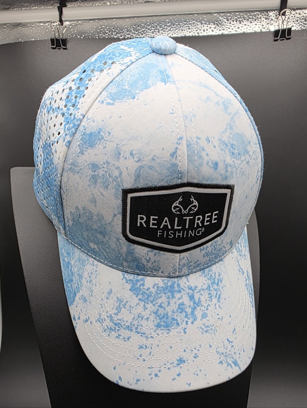 Realtree Light Blue and White Fishing Mesh Cap